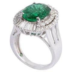 Natural Zambian Emerald Ring with Diamonds and 14k Gold
