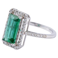Natural Zambian Emerald Ring with Diamonds and 14k Gold