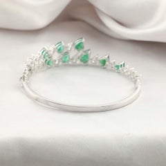 Bracelet Emeraude Naturelle Zambienne SI/H Diamant Bracelet en or blanc 18 carats