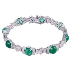 13.36cts Zambian Emerald Tennis Bracelet with 4.08cts Diamonds and 14k Gold