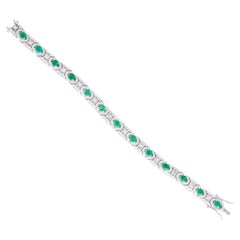 Zambian Emerald 5.85cts Tennis Bracelet with Diamonds 4.06cts and 14k Gold Zambian Emerald 5.85cts Tennis Bracelet with Diamonds 4.06cts and 14k Gold