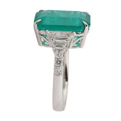 6.40 Ct Natural  Zambian Emerald Cut Emerald diamond ring in 18k gold