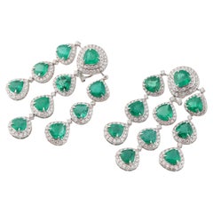 Natural zambian high quality emerald diamond earring 18k gold