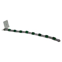 Natural Zambian emerald bracelet with diamond and 14k gold