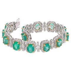 Natural Zambian Emerald Bracelet with Diamond and 18k Gold