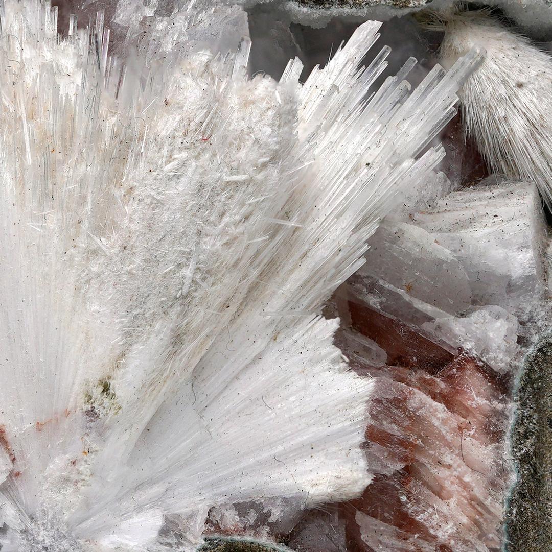 Contemporary Zeolite Geode With Scolecite and Heulandite For Sale