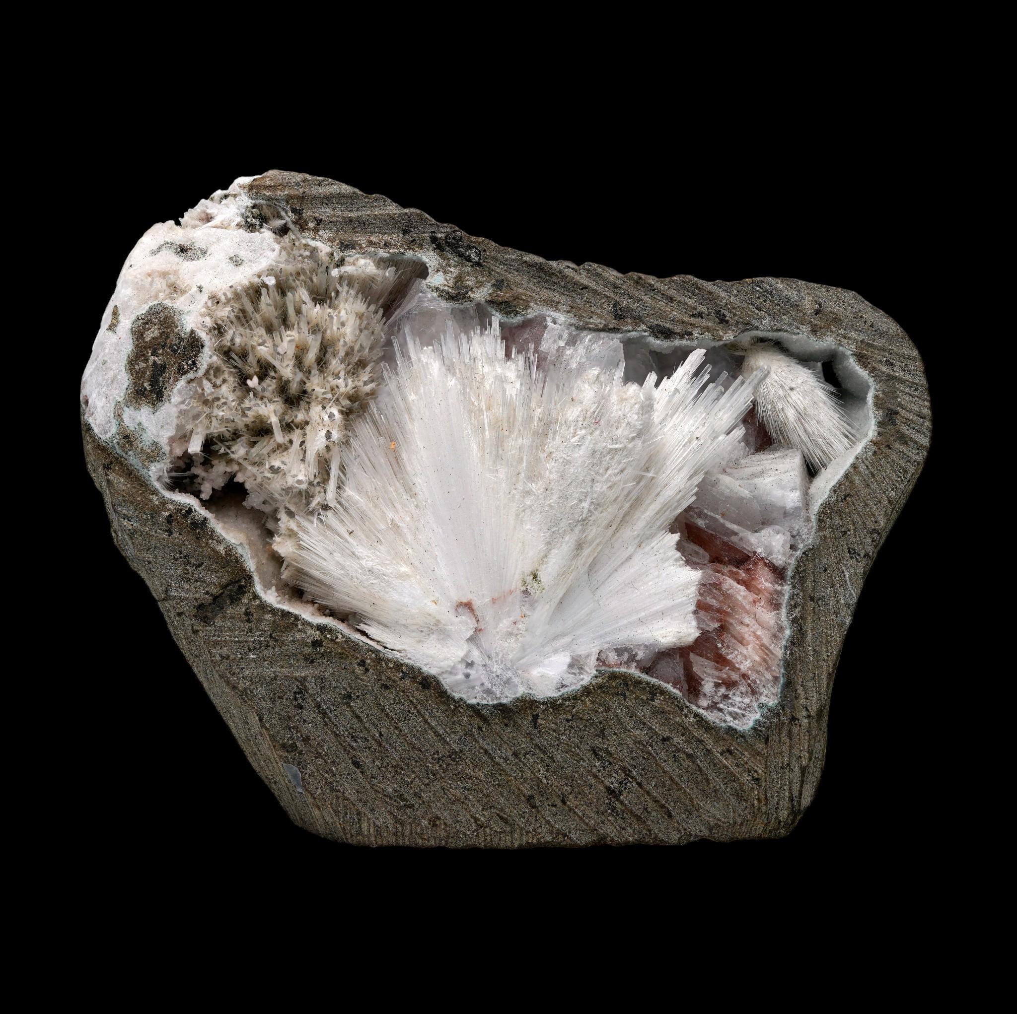 Crystal Zeolite Geode With Scolecite and Heulandite For Sale