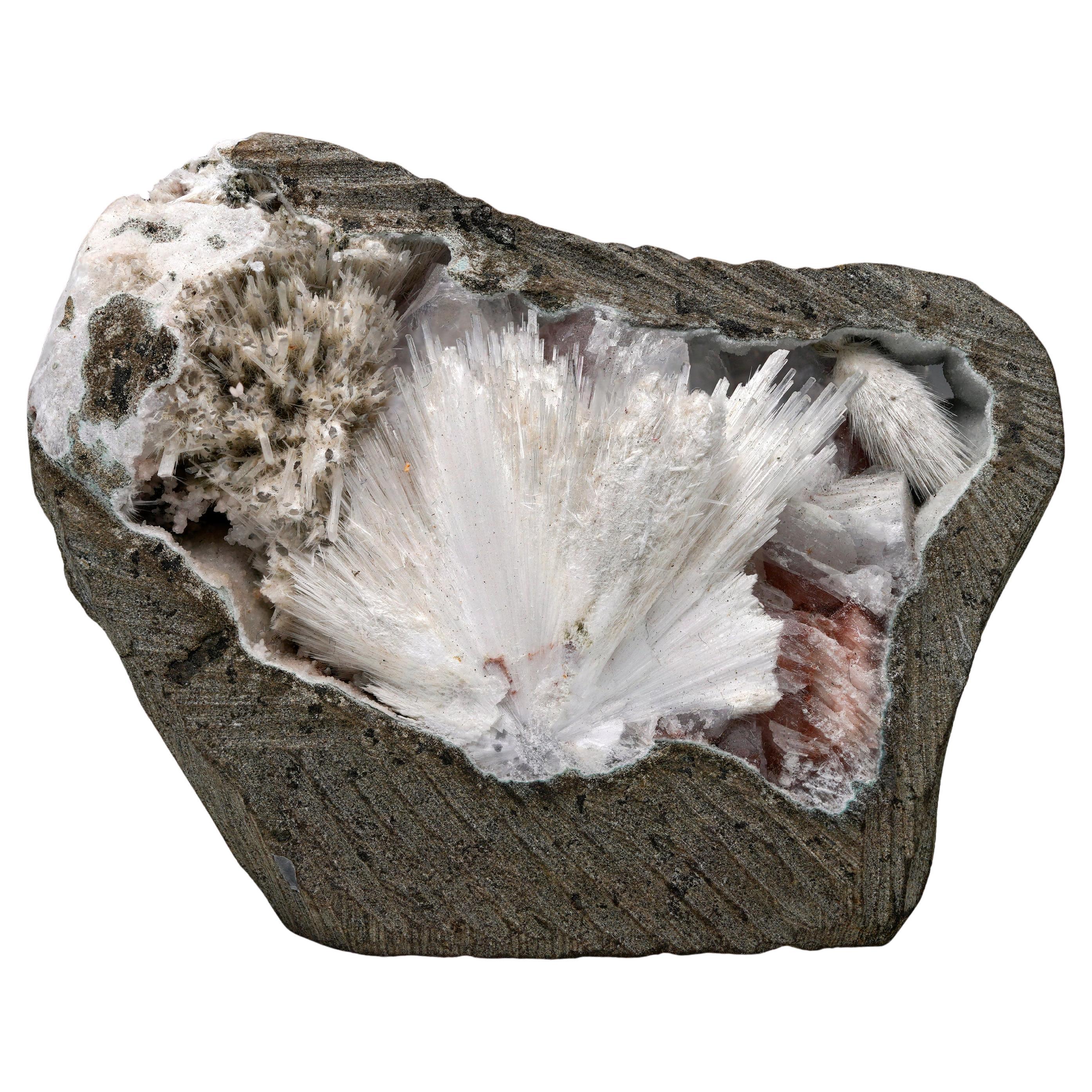 Zeolite Geode With Scolecite and Heulandite For Sale