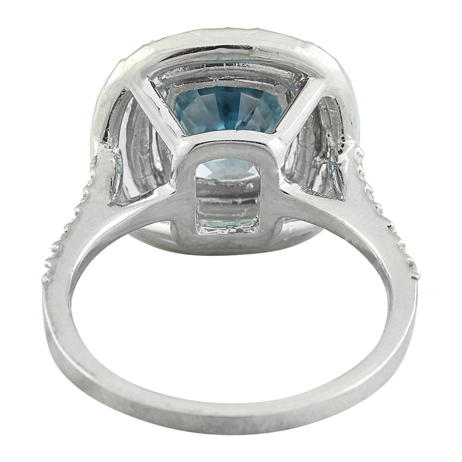 Natural Zircon Diamond Ring In 14 Karat White Gold  In New Condition For Sale In Los Angeles, CA