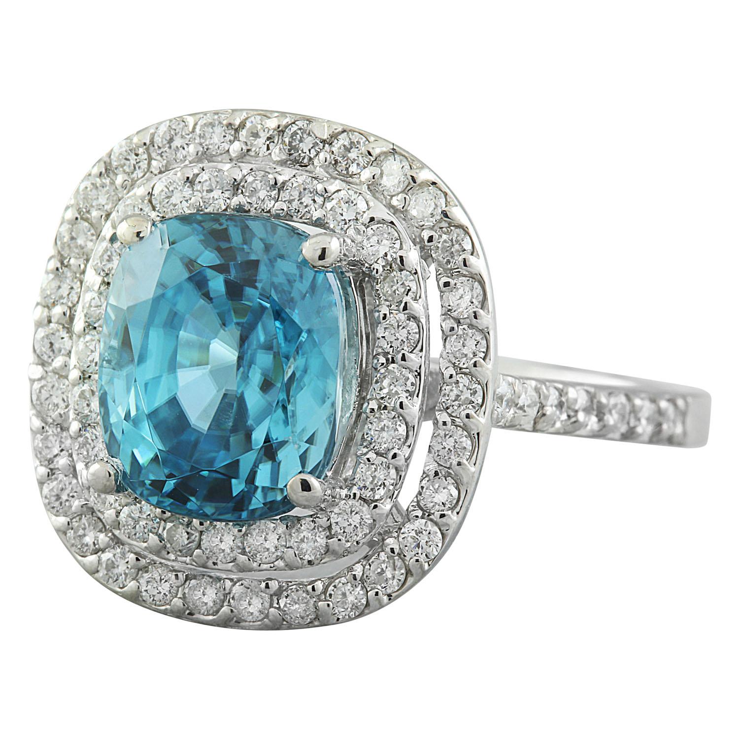 Women's Natural Zircon Diamond Ring In 14 Karat White Gold  For Sale