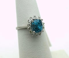 Natural Zircon Diamond ring 18KT white gold