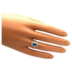 Natural Zircon Diamond ring 18KT white gold