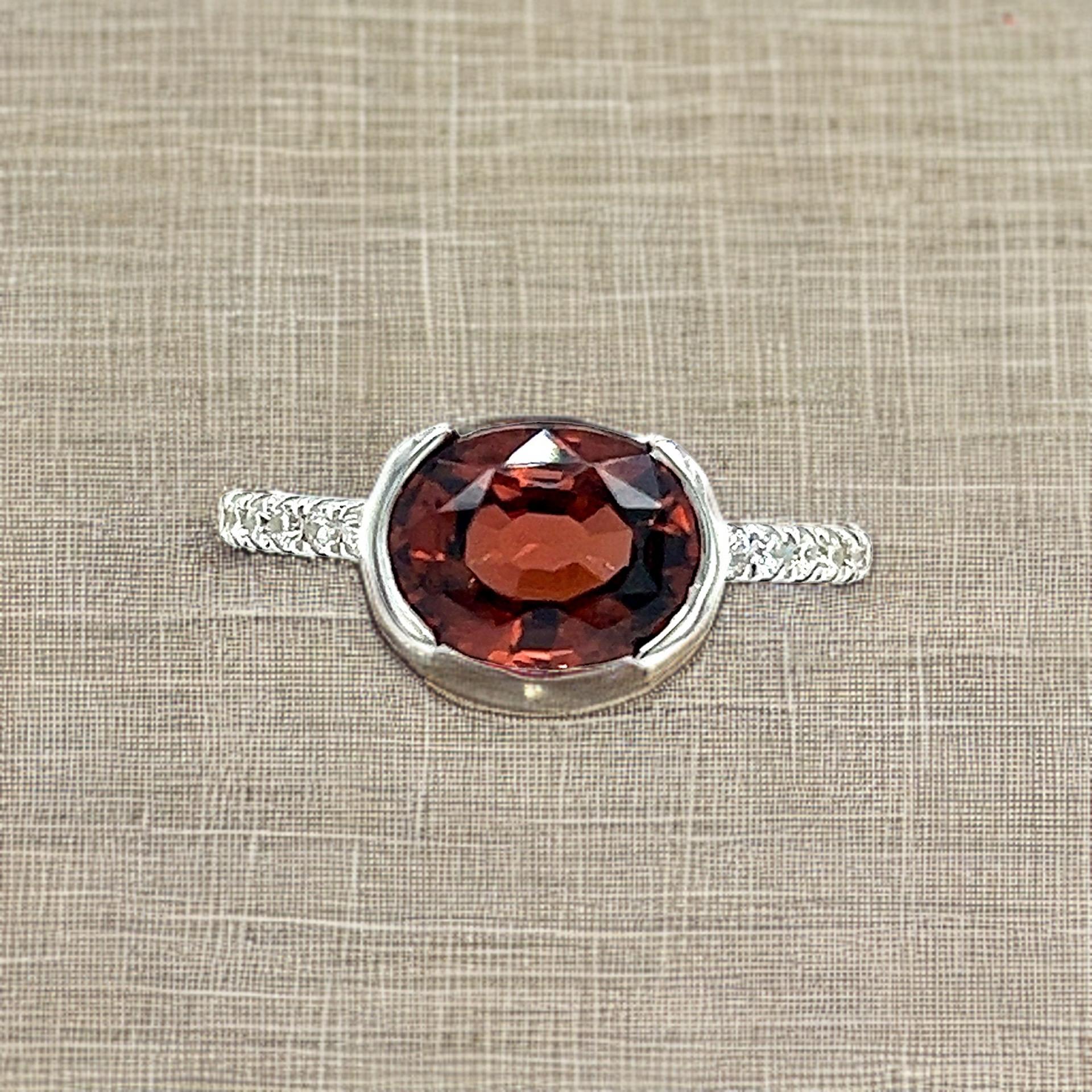 Natürlicher Zirkon-Diamantring 6,5 14k Weißgold 4,32 TCW zertifiziert im Angebot 1