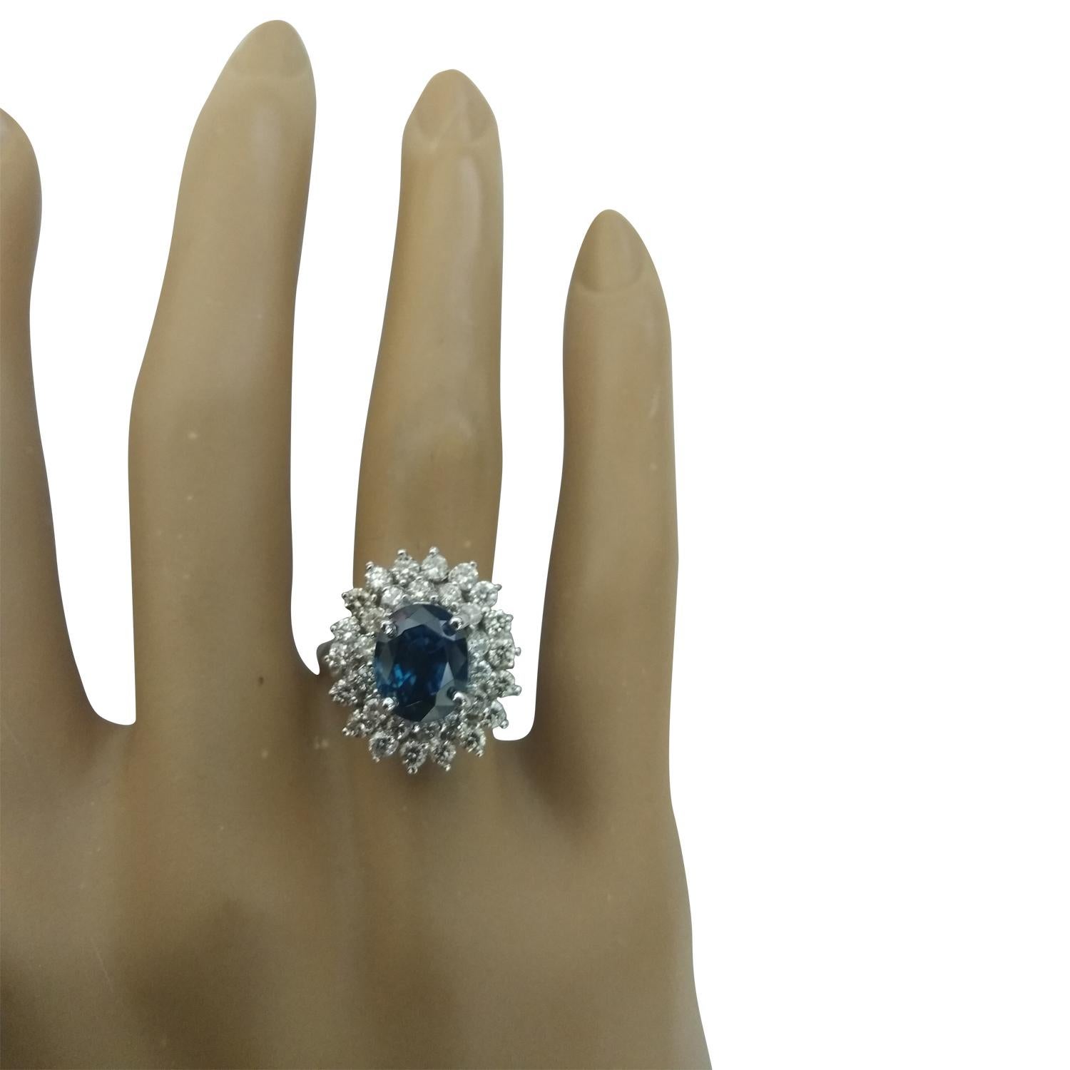 Women's Natural Zircon Diamond Ring In 14 Karat White Gold  For Sale