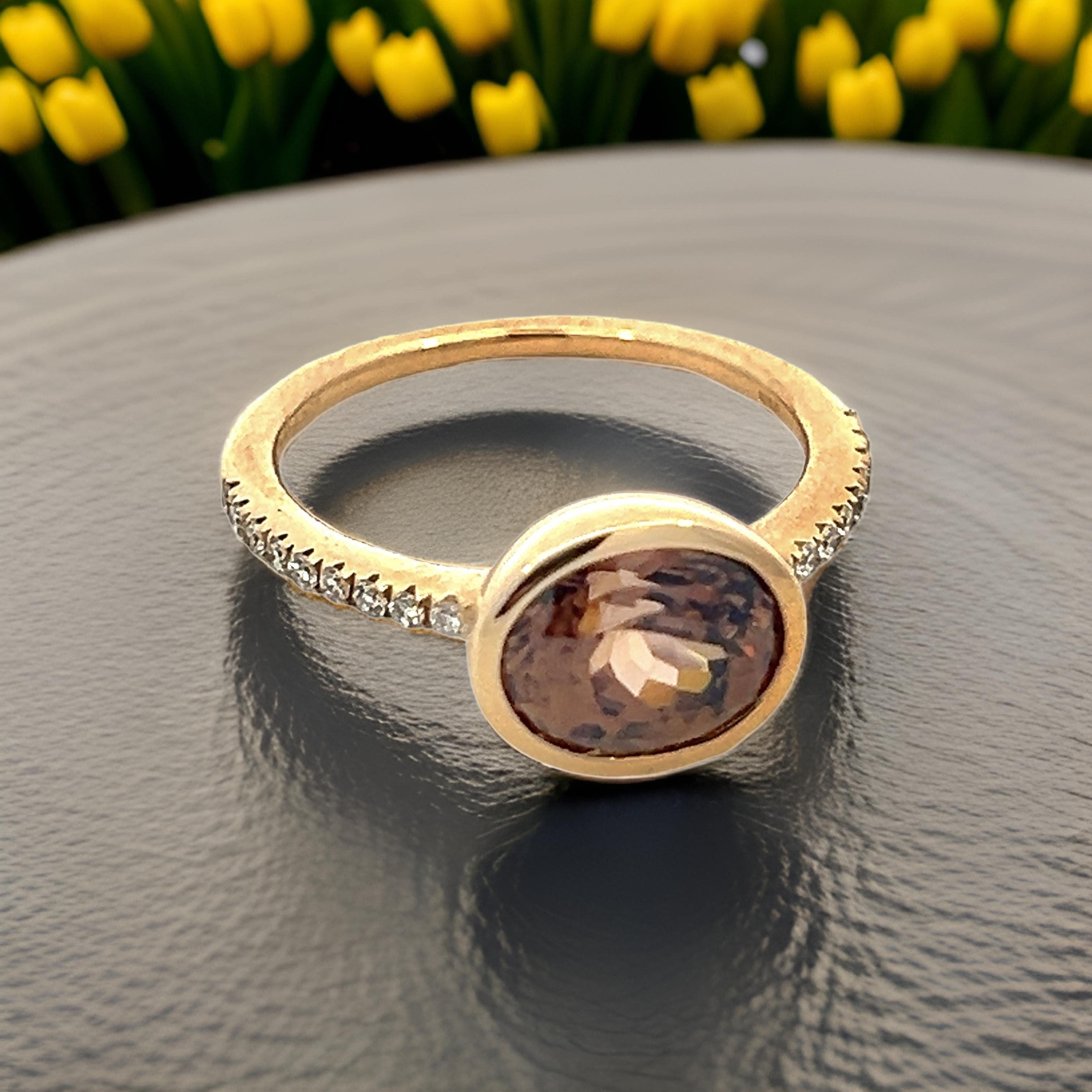 Natürlicher Zirkon-Diamantring Größe 6,5 14k Y Gold 3,52 TCW zertifiziert im Angebot 5