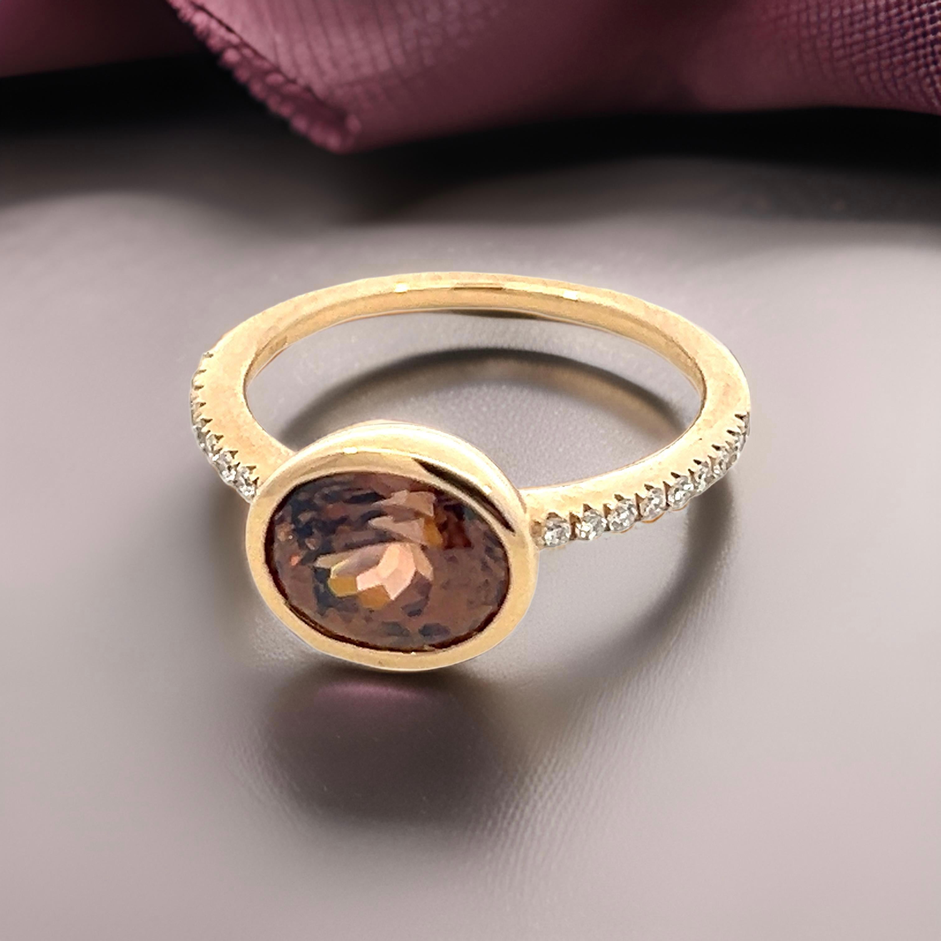 Natürlicher Zirkon-Diamantring Größe 6,5 14k Y Gold 3,52 TCW zertifiziert im Angebot 9