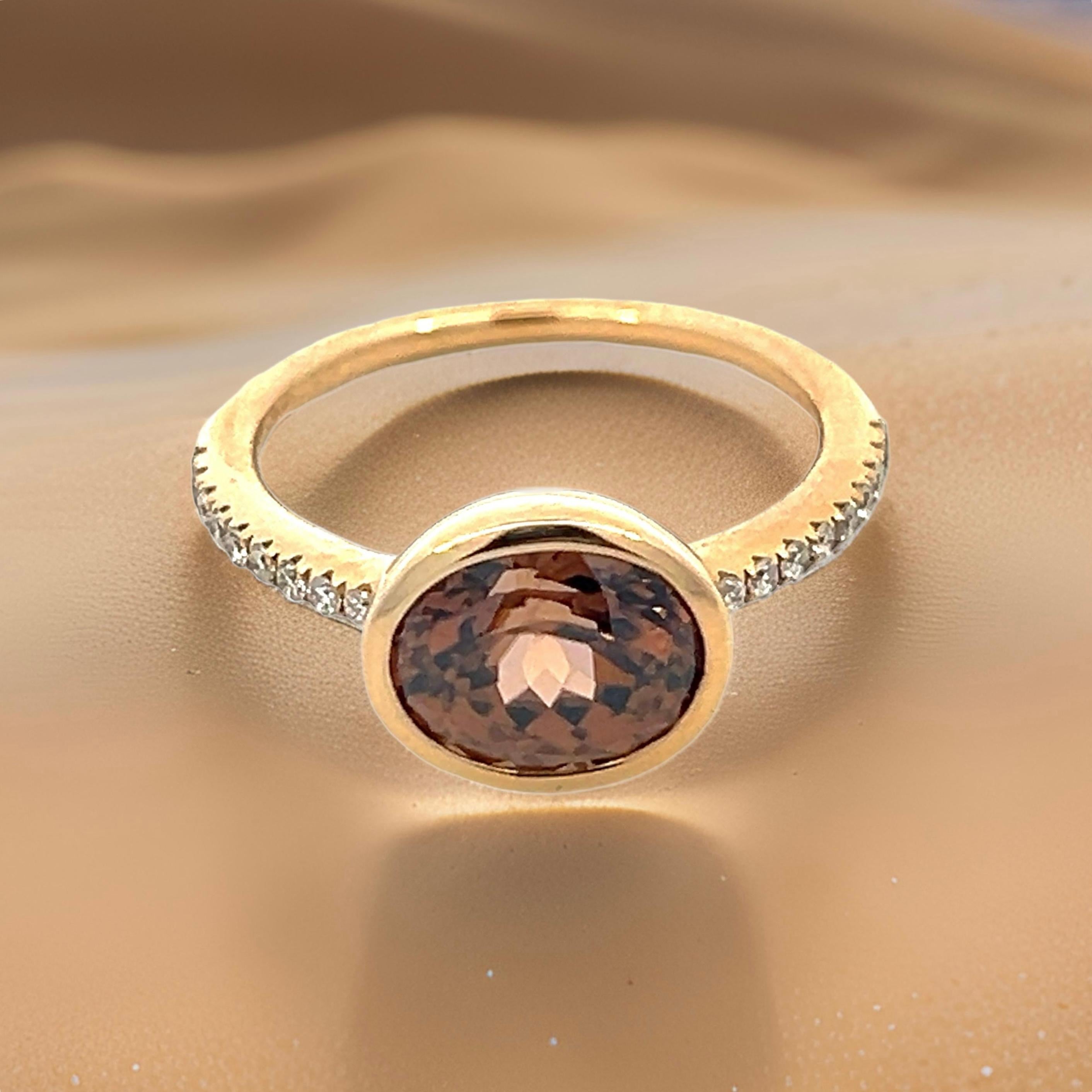 Natürlicher Zirkon-Diamantring Größe 6,5 14k Y Gold 3,52 TCW zertifiziert (Gemischter Schliff) im Angebot