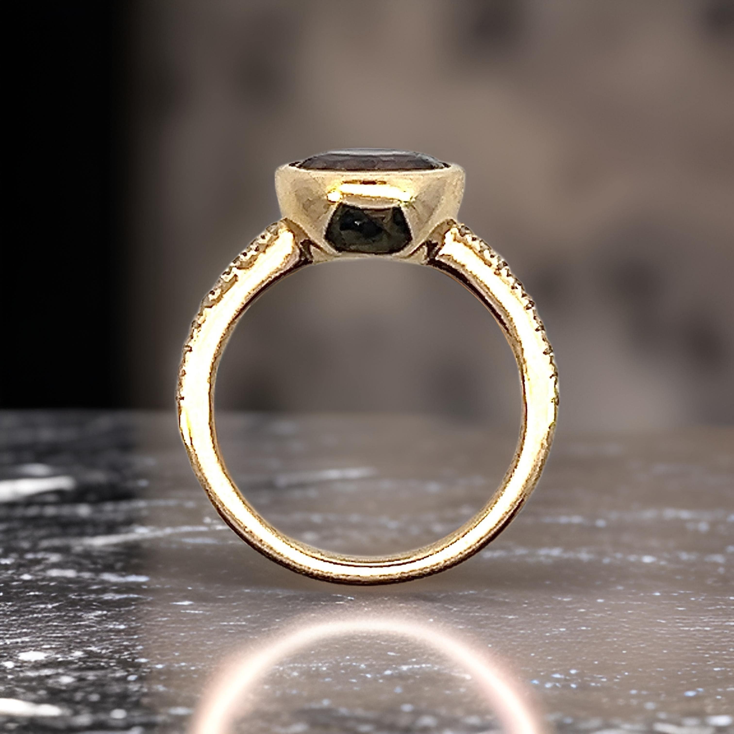 Natürlicher Zirkon-Diamantring Größe 6,5 14k Y Gold 3,52 TCW zertifiziert im Zustand „Neu“ im Angebot in Brooklyn, NY
