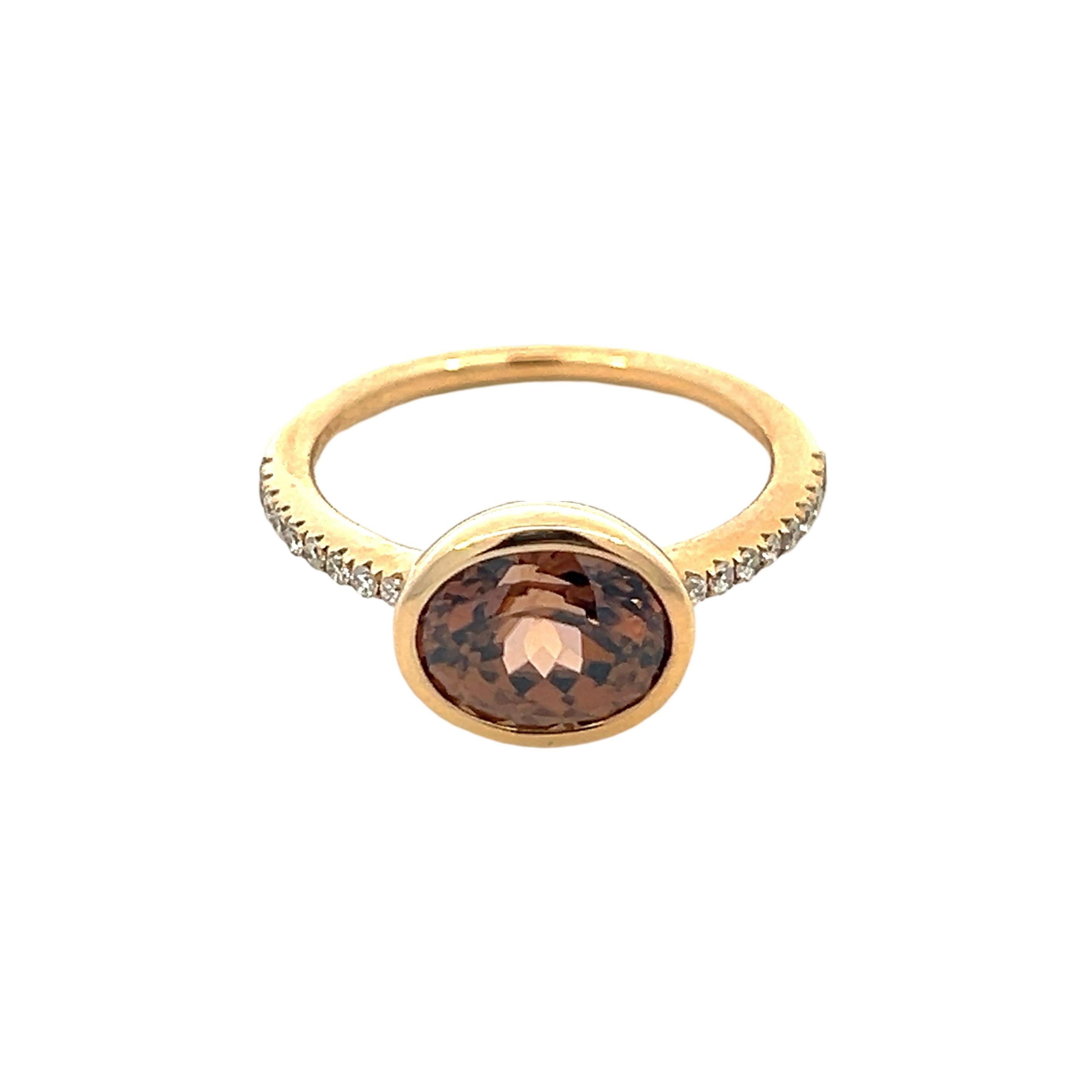 Natürlicher Zirkon-Diamantring Größe 6,5 14k Y Gold 3,52 TCW zertifiziert im Angebot 1