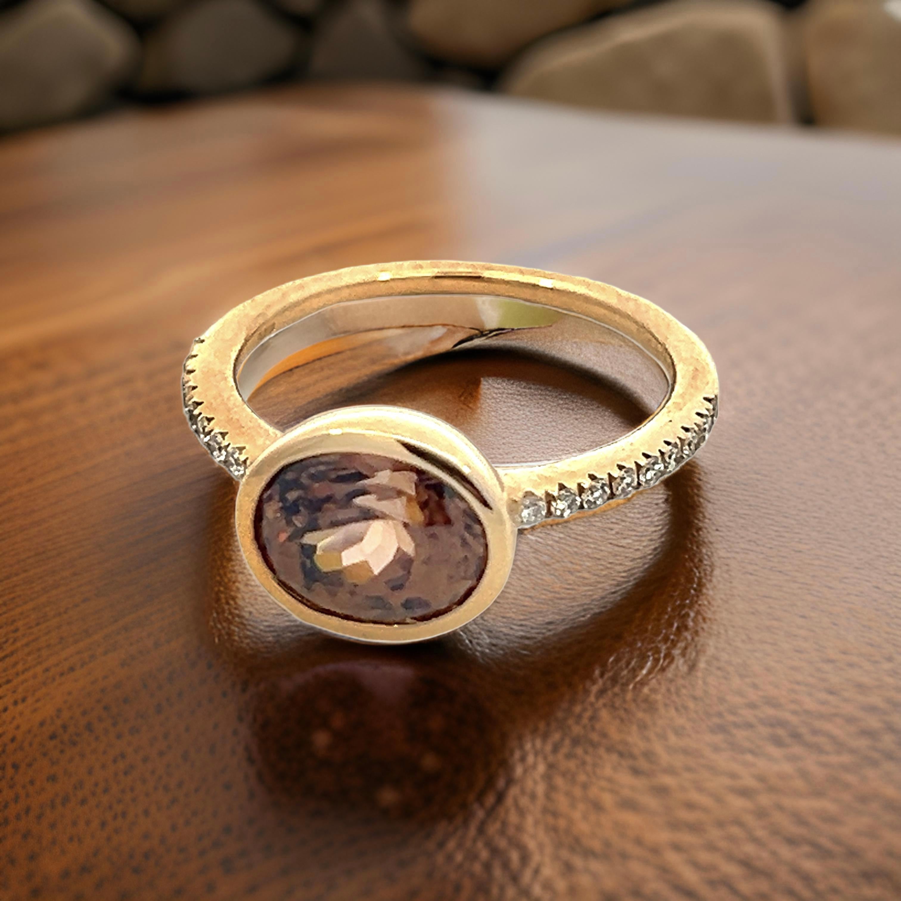 Natürlicher Zirkon-Diamantring Größe 6,5 14k Y Gold 3,52 TCW zertifiziert im Angebot 2