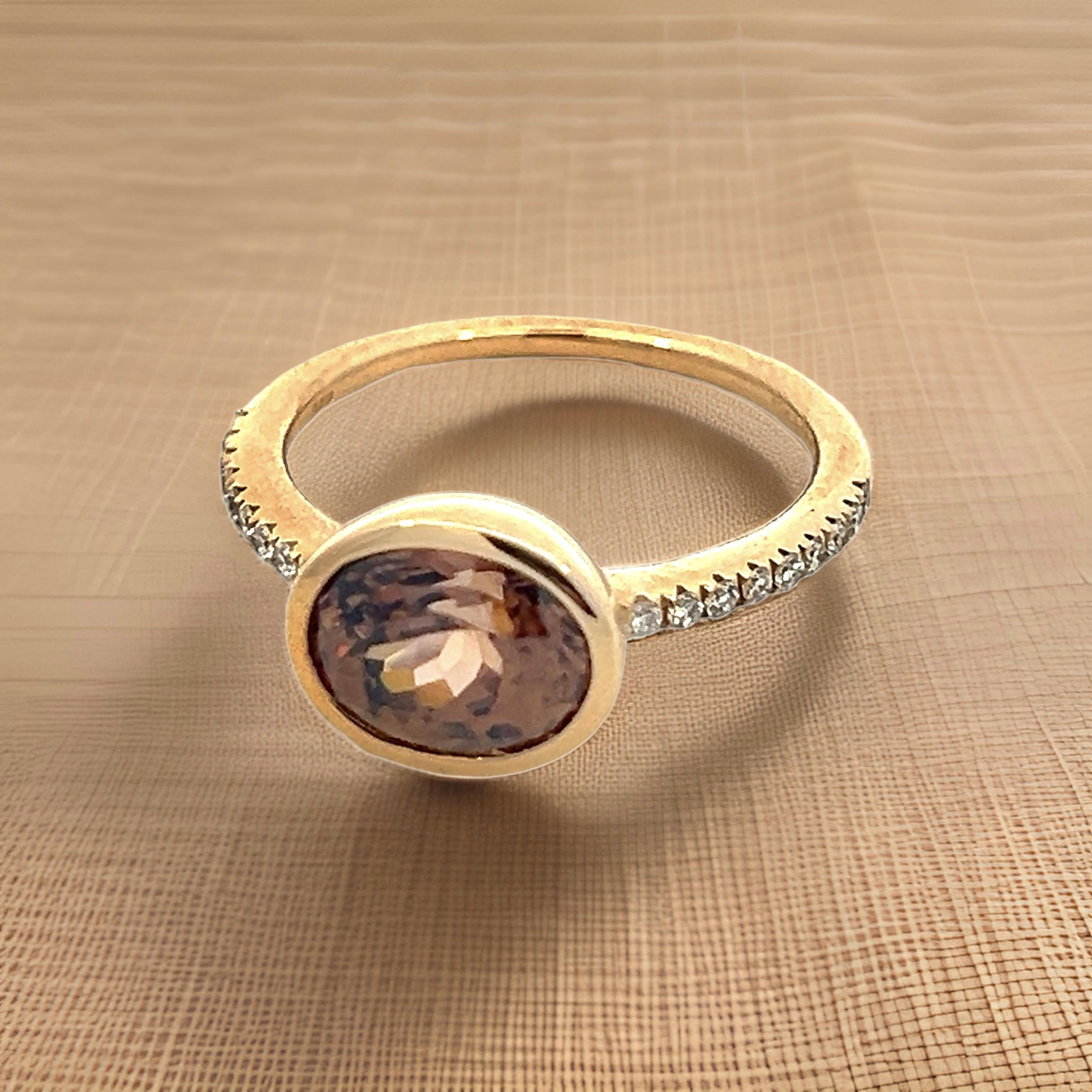 Natürlicher Zirkon-Diamantring Größe 6,5 14k Y Gold 3,52 TCW zertifiziert im Angebot 3