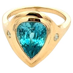 Natural Zircon Diamond Ring Size 7 14k Yellow Gold 6.69 TCW Certified