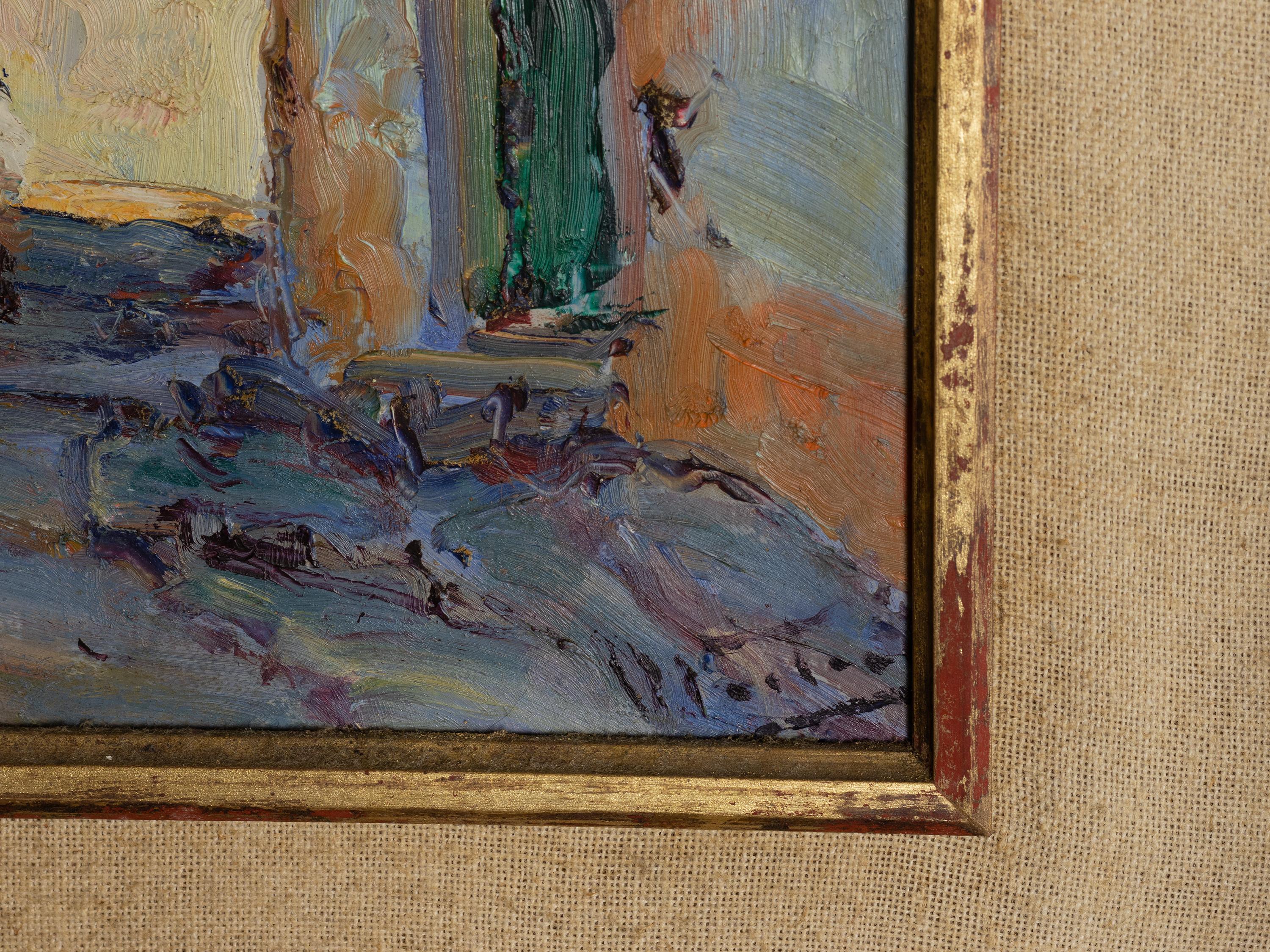 Das Ölgemälde des bekannten portugiesischen K�ünstlers Jaime Augusto Murteira (1864-1955) zeigt eine sonnenbeschienene Dorfstraße und einen Kirchturm in der Ferne. 
Das zu Beginn des 20. Jahrhunderts entstandene Werk ist ein Paradebeispiel für den