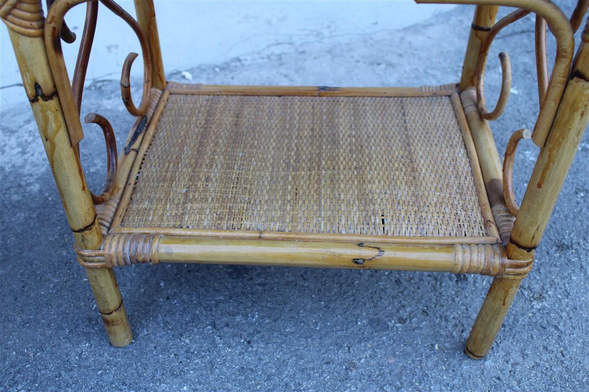 Naturalist Pair Night Stands Mid-Century Italian Design Bamboo Minimal, 1950s For Sale 1