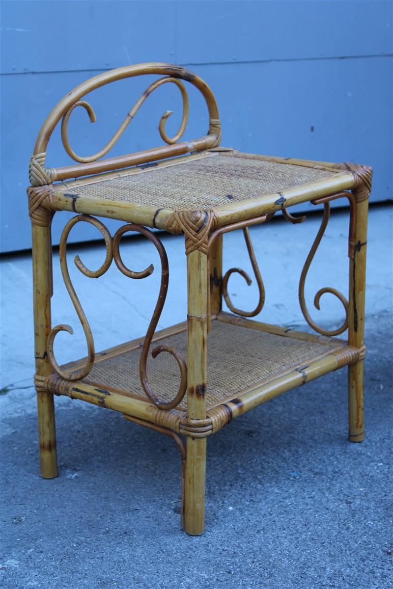 Naturalist Pair Night Stands Mid-Century Italian Design Bamboo Minimal, 1950s For Sale 3