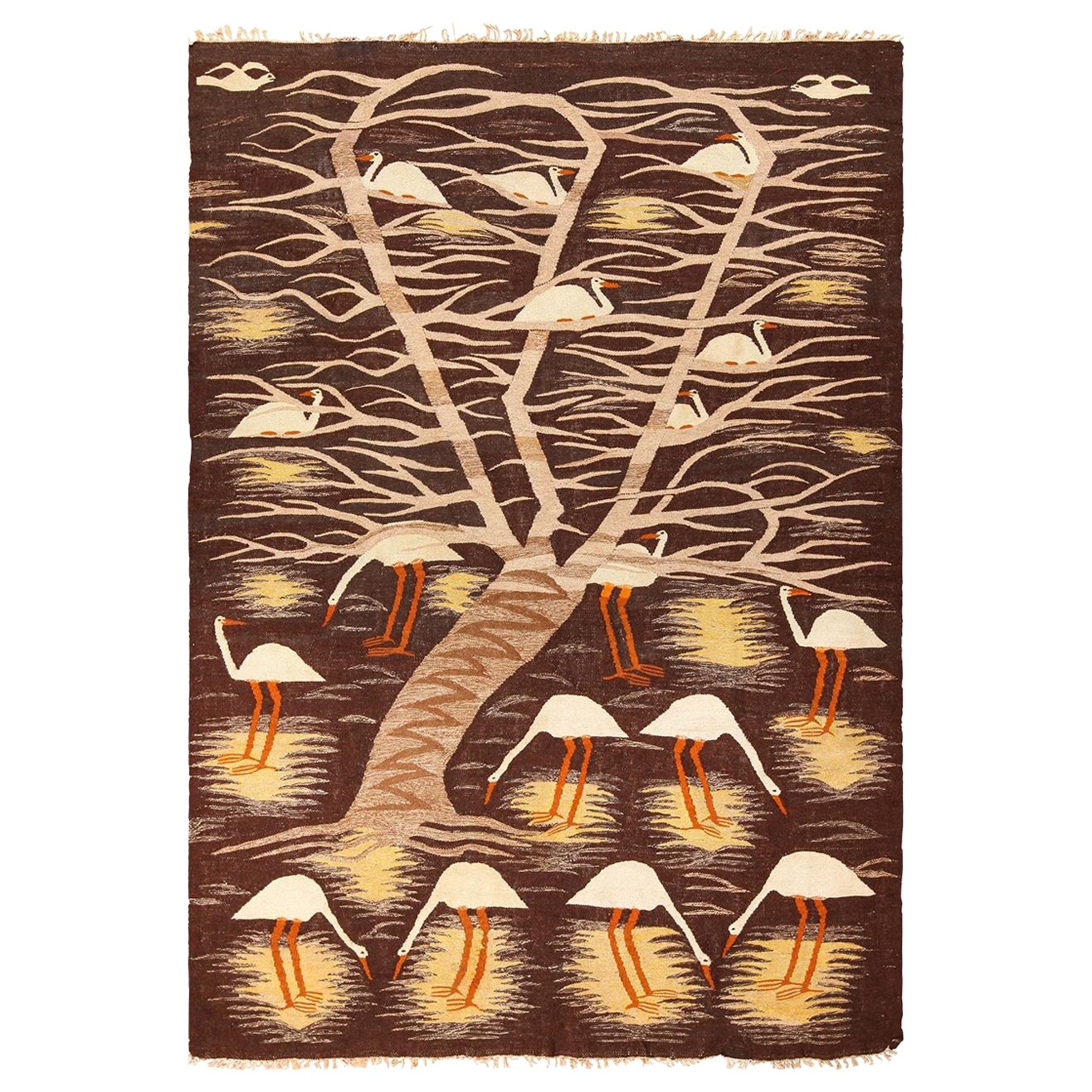 Scena naturalistica Rug & Kilim scandinavo vintage. 5 ft 9 in x 8 ft