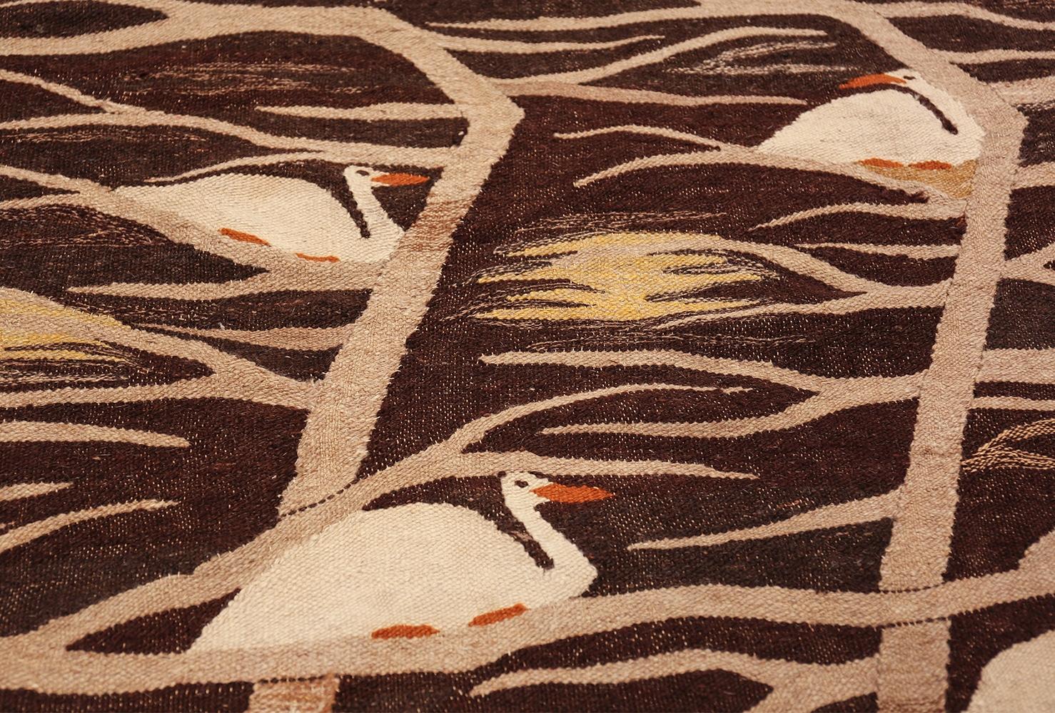 Naturalist Scene Vintage Scandinavian Kilim Rug. 5 ft 9 in x 8 ft For Sale 3