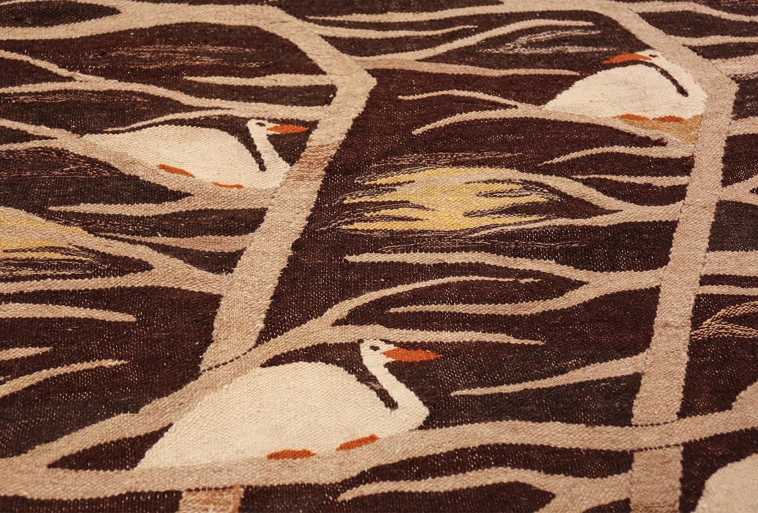 Naturalist Scene Vintage Scandinavian Kilim Rug. 5 ft 9 in x 8 ft  For Sale 3