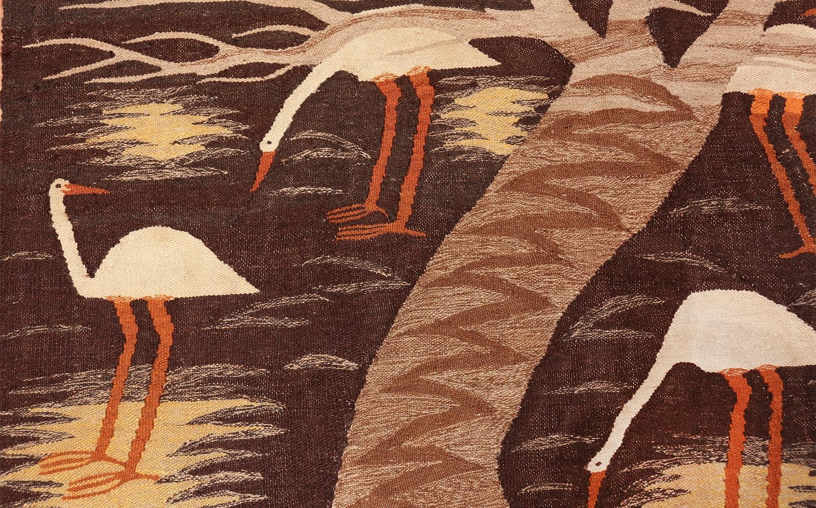 Naturalist Scene Vintage Scandinavian Kilim Rug. 5 ft 9 in x 8 ft  In Good Condition For Sale In New York, NY