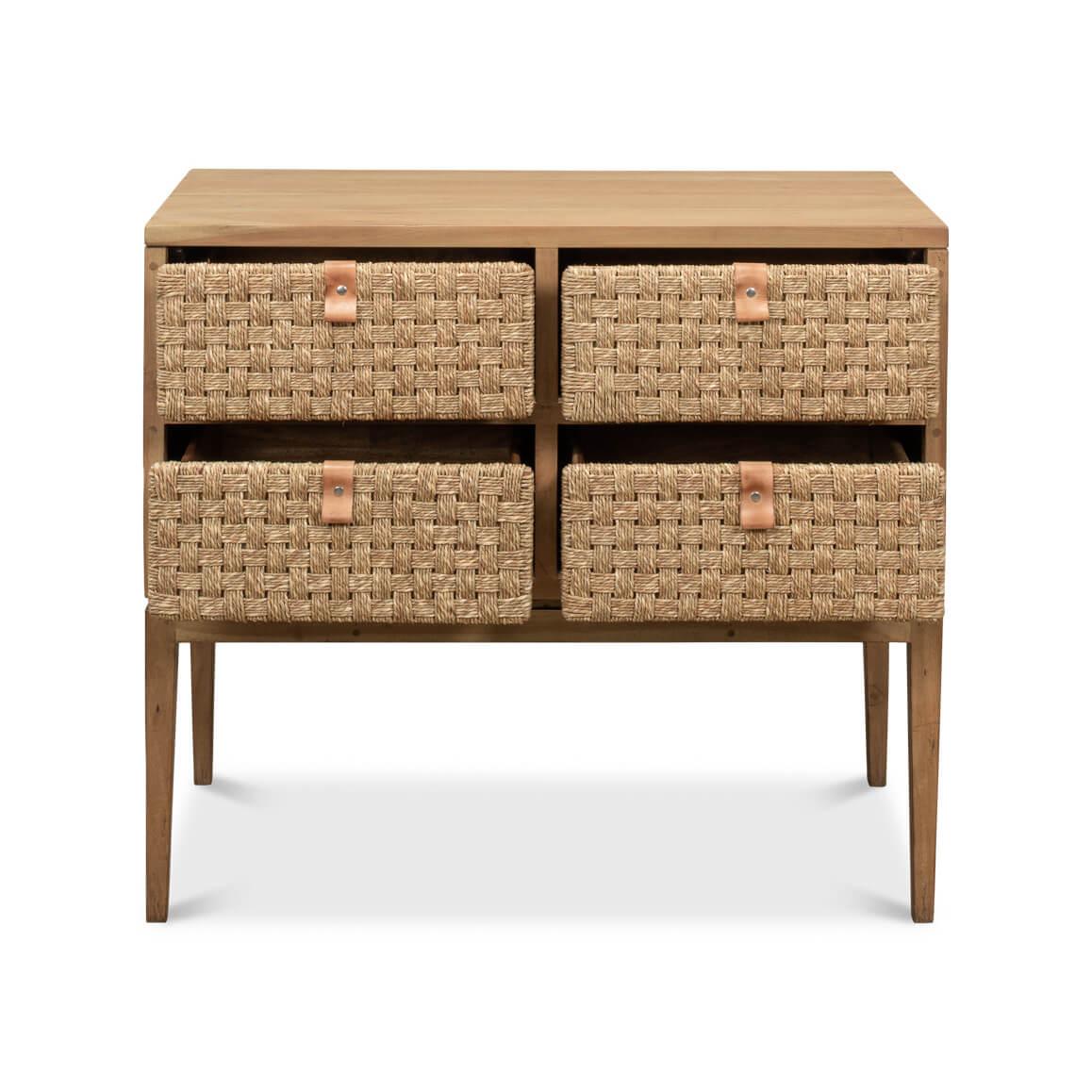 Organic Modern Naturalist Woven Drawer Chest For Sale