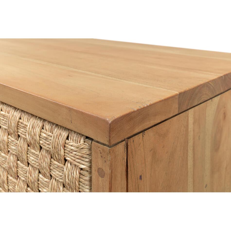 Wood Naturalist Woven Drawer Chest For Sale