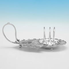 Naturalistischer antiker Toastständer aus Sterlingsilber – Blattdesign – Birmingham 1898