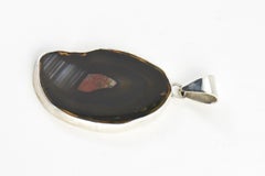 Naturalistic Banded Agate Geo Sterling Silver Pendant