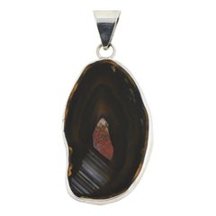 Naturalistic Banded Agate Geo Sterling Silver Pendant