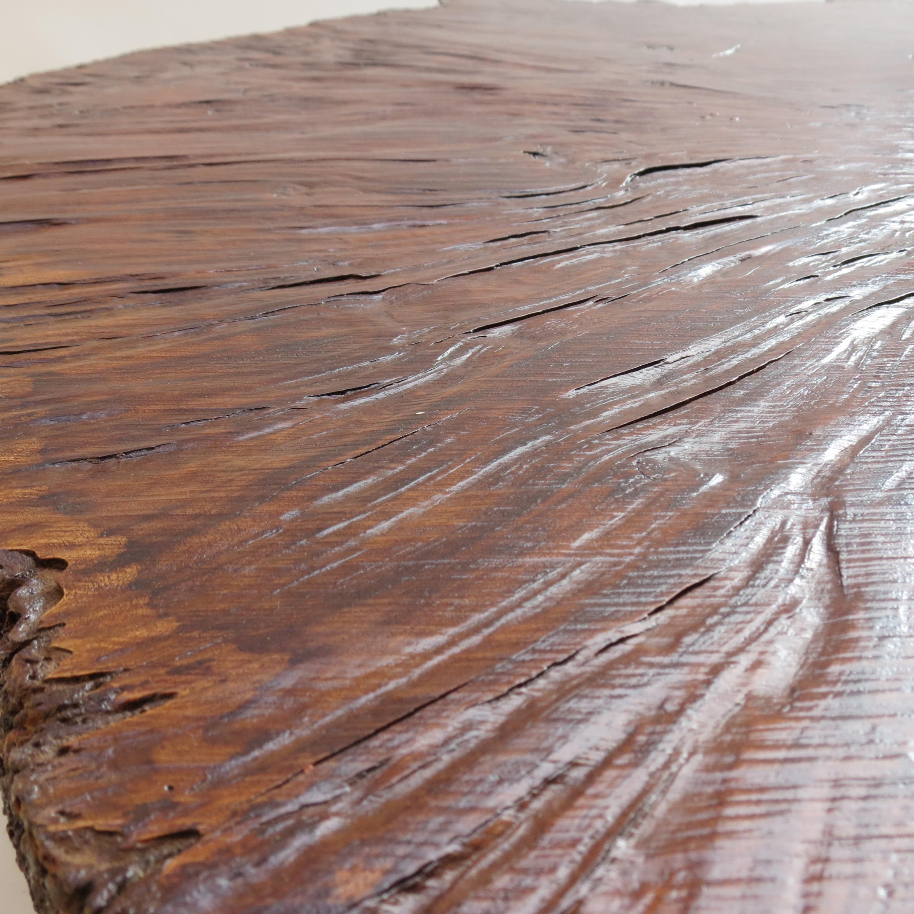 Naturalistic Bespoke Karri Burr Wood and Antique Wooden Base Table 2