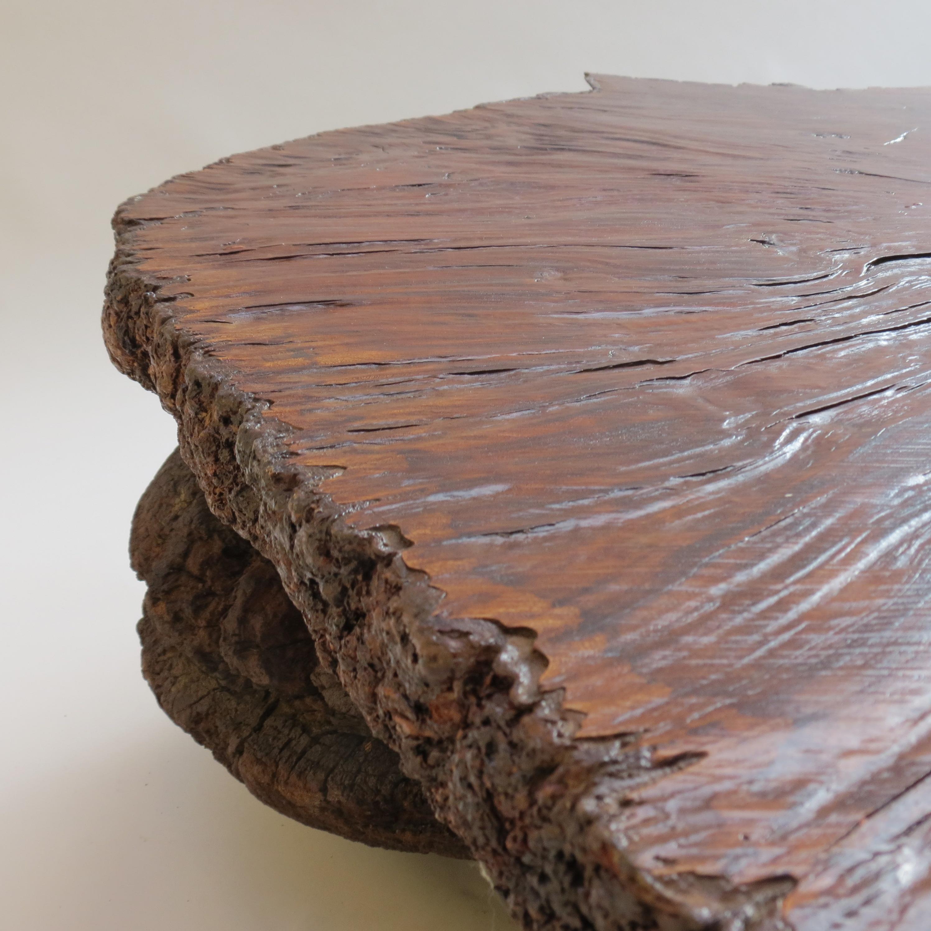 Naturalistic Bespoke Karri Burr Wood and Antique Wooden Base Table 1
