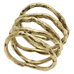 Naturalistic "Branch" Ring in Polished Yellow Gold with Oxidized Details