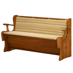 Naturalistic Carved Bench in Solid Elm with Storage Space