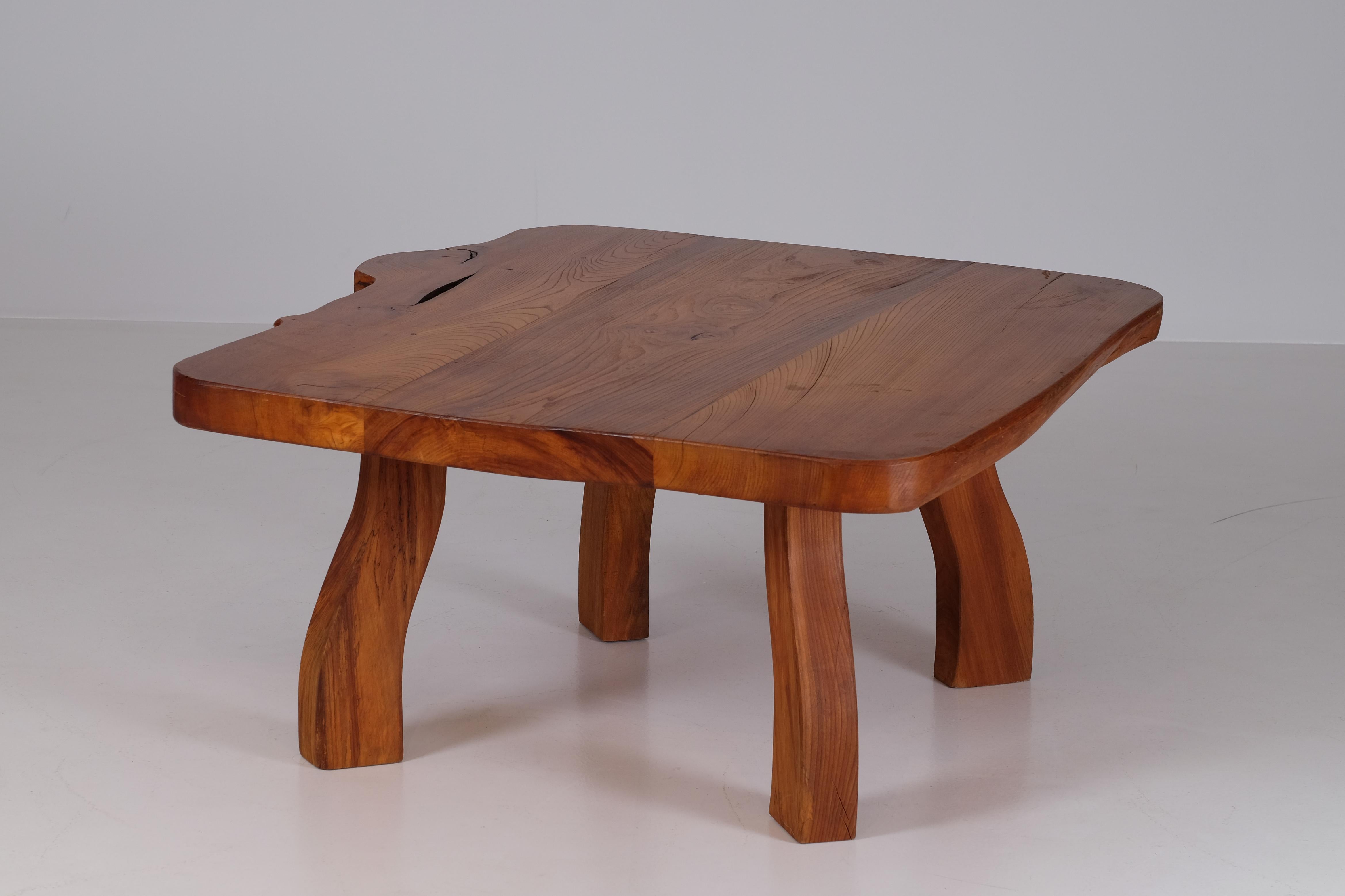 Elm Naturalistic Coffee Table by C. A. Beijbom, 1974 For Sale