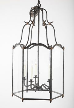 Naturalistic Faux Bois Form Hexagonal Lantern with Gilded Bow Knots