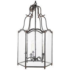 Naturalistic Faux Bois Form Hexagonal Lantern with Gilded Bow Knots