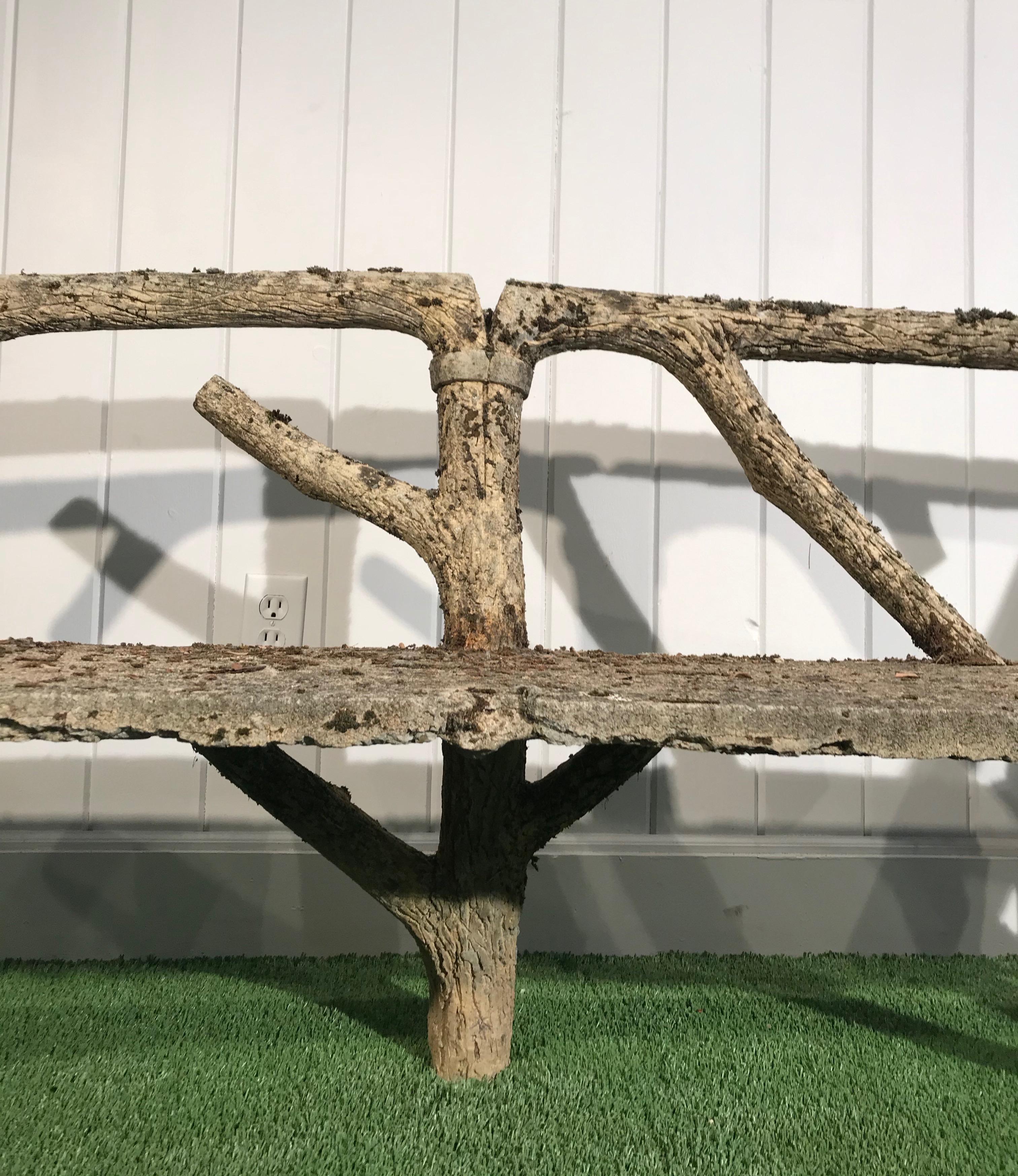 Naturalistic French Faux Bois Bench, circa 1930s 1