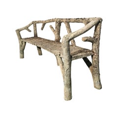 Naturalistic French Faux Bois Bench, circa 1930s