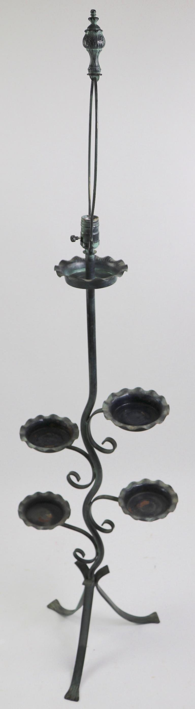 Naturalistic Plant Stand Floor Lamp attributed to Salterini For Sale at 1stDibs