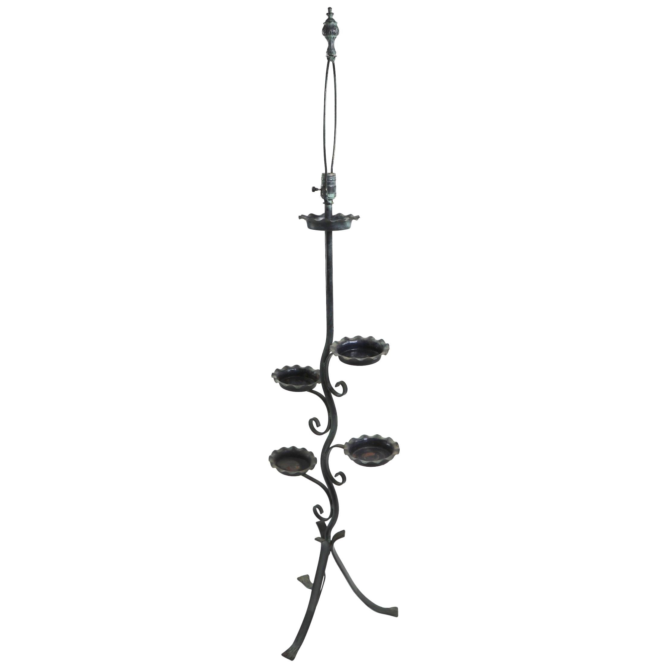 Naturalistic Plant Stand Floor Lamp attributed to Salterini