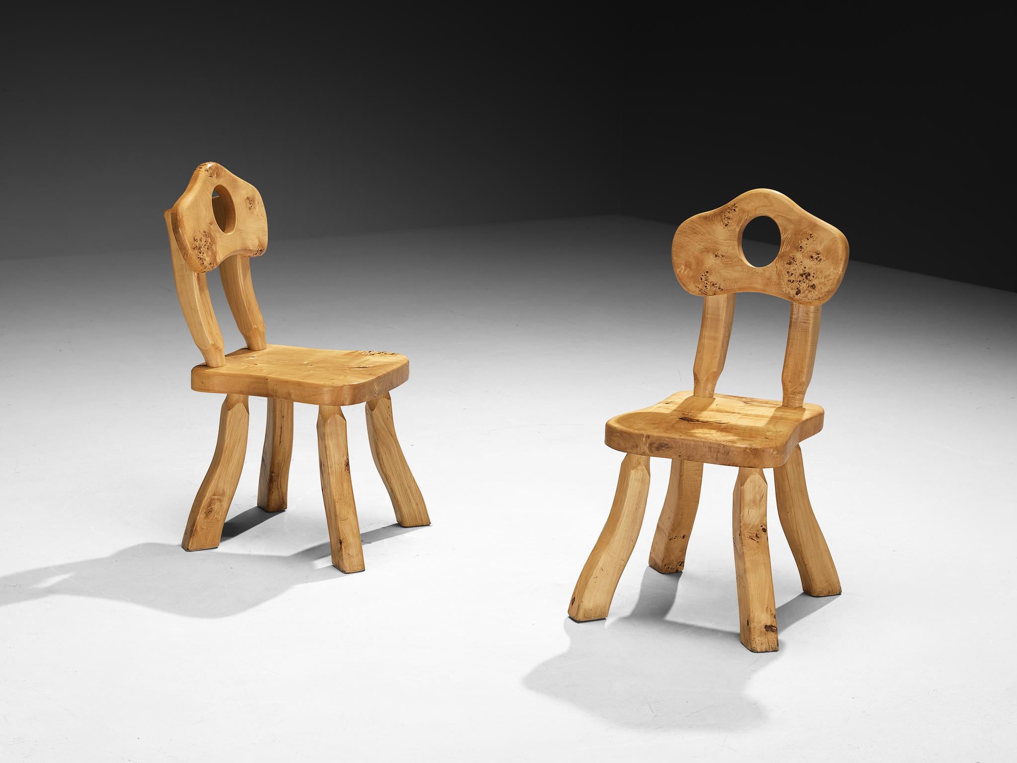 Naturalistic Set of Twelve Dining Chairs in Solid Maple For Sale 5
